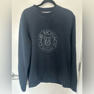 Club Monaco Heritage Crest Crewneck Sweatshirt Size Large Blue Logo Pullover
